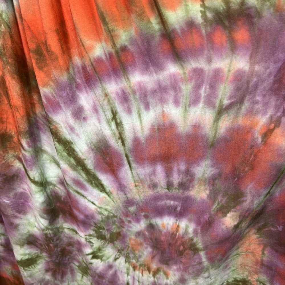 NWT Entro Tie Dye Off the Shoulder Smocked Bodice Boho Dress Large - Picture 9 of 10